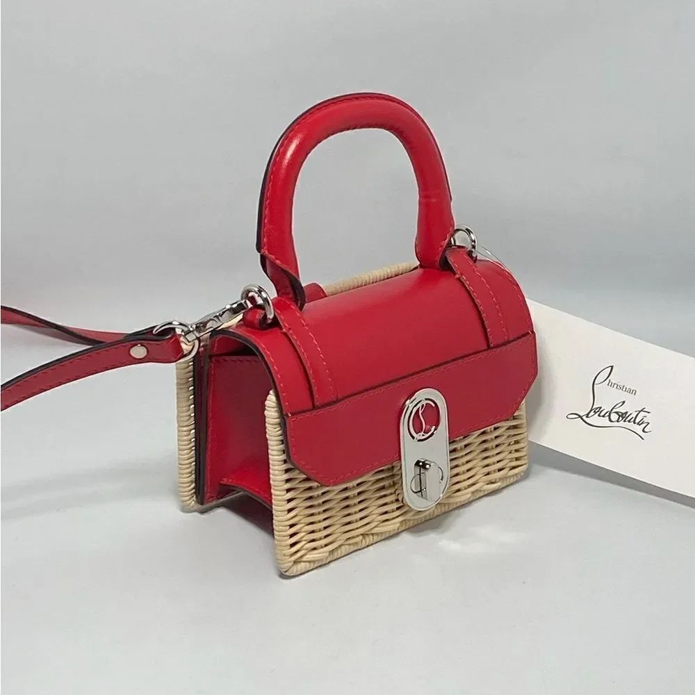 Christian Louboutin Elisa Nano leather and raffia tote - Picture 5 of 16